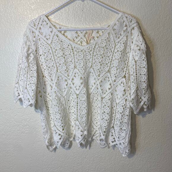 Solitaire White Crochet Top Boho Size Small - Picture 1 of 8